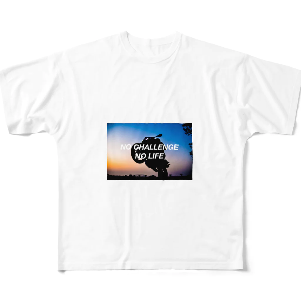 DragonskyのNo Challenge  No Life フルグラフィックTシャツ