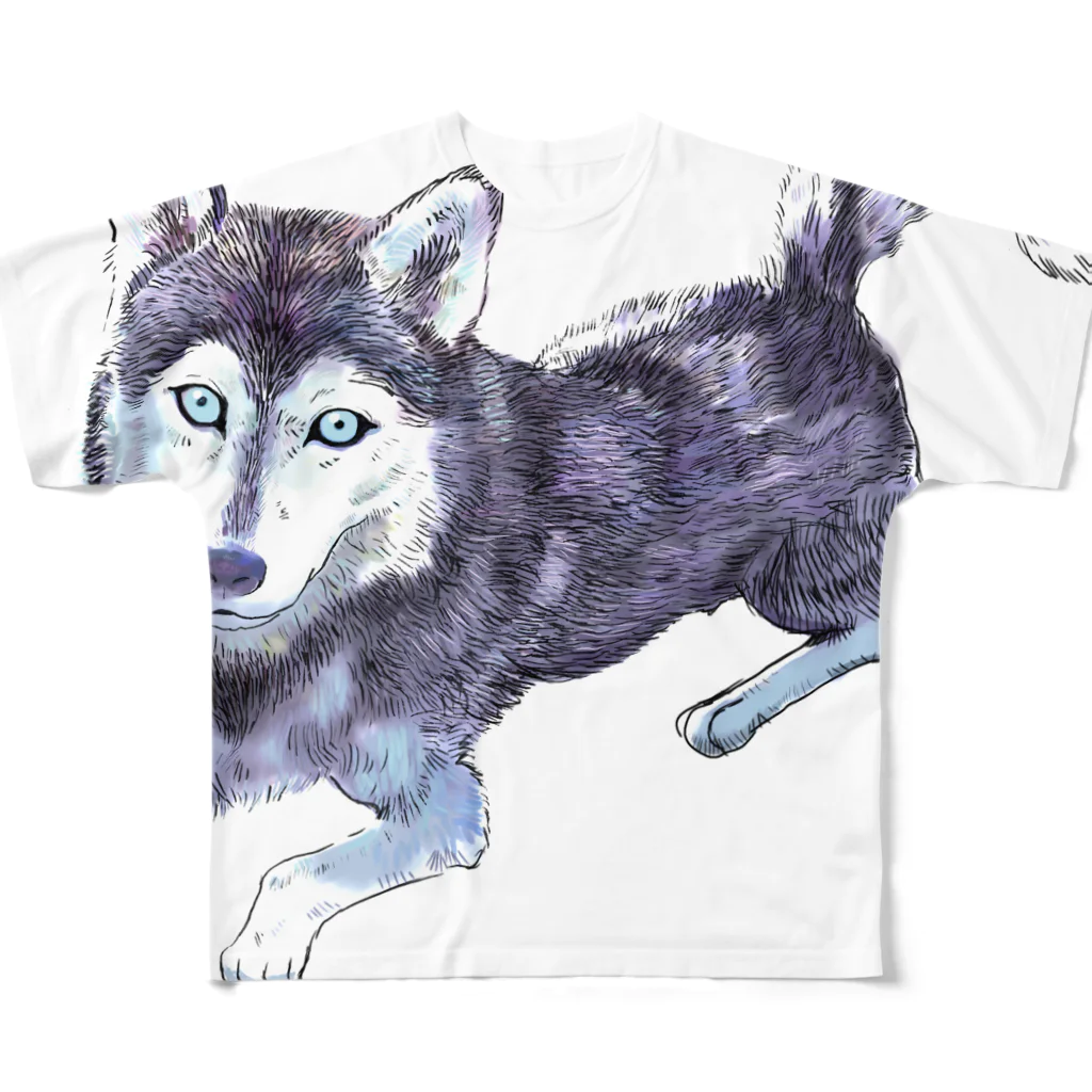 DOG STUDIOのシベリアンハスキー All-Over Print T-Shirt