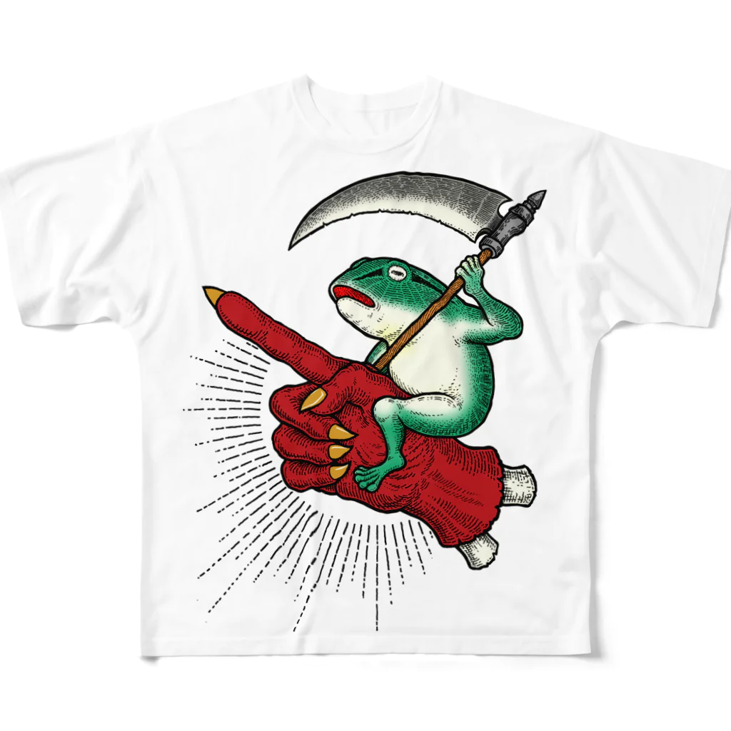 DM7WORKSのお試し支店のBRUTAL FROG ARMY 蛙ライダー フルグラフィックTシャツ