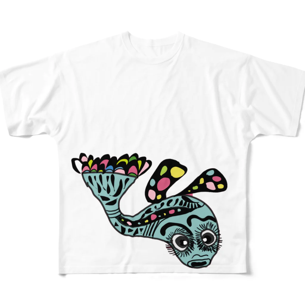 魚好きあつまれ！#かまととちゃん　#かまぼこママの魚たんぱく君 All-Over Print T-Shirt