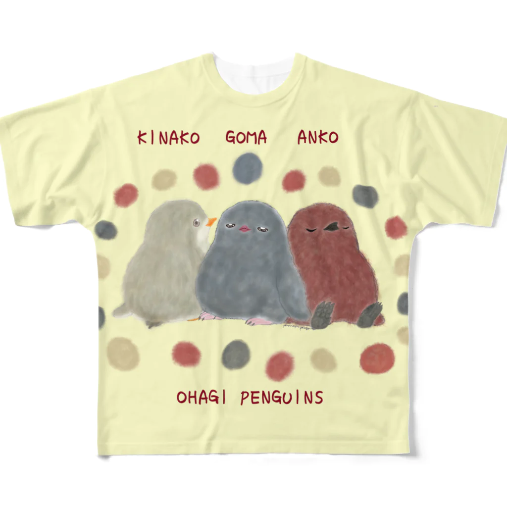 ヤママユ(ヤママユ・ペンギイナ)のOHAGI PENGUINS ASSORT フルグラフィックTシャツ