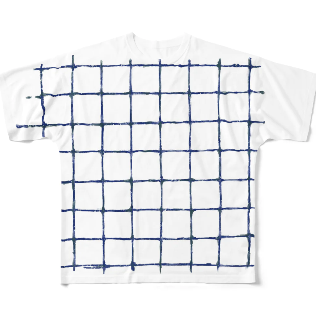 sazanquaのplaid-blue- All-Over Print T-Shirt