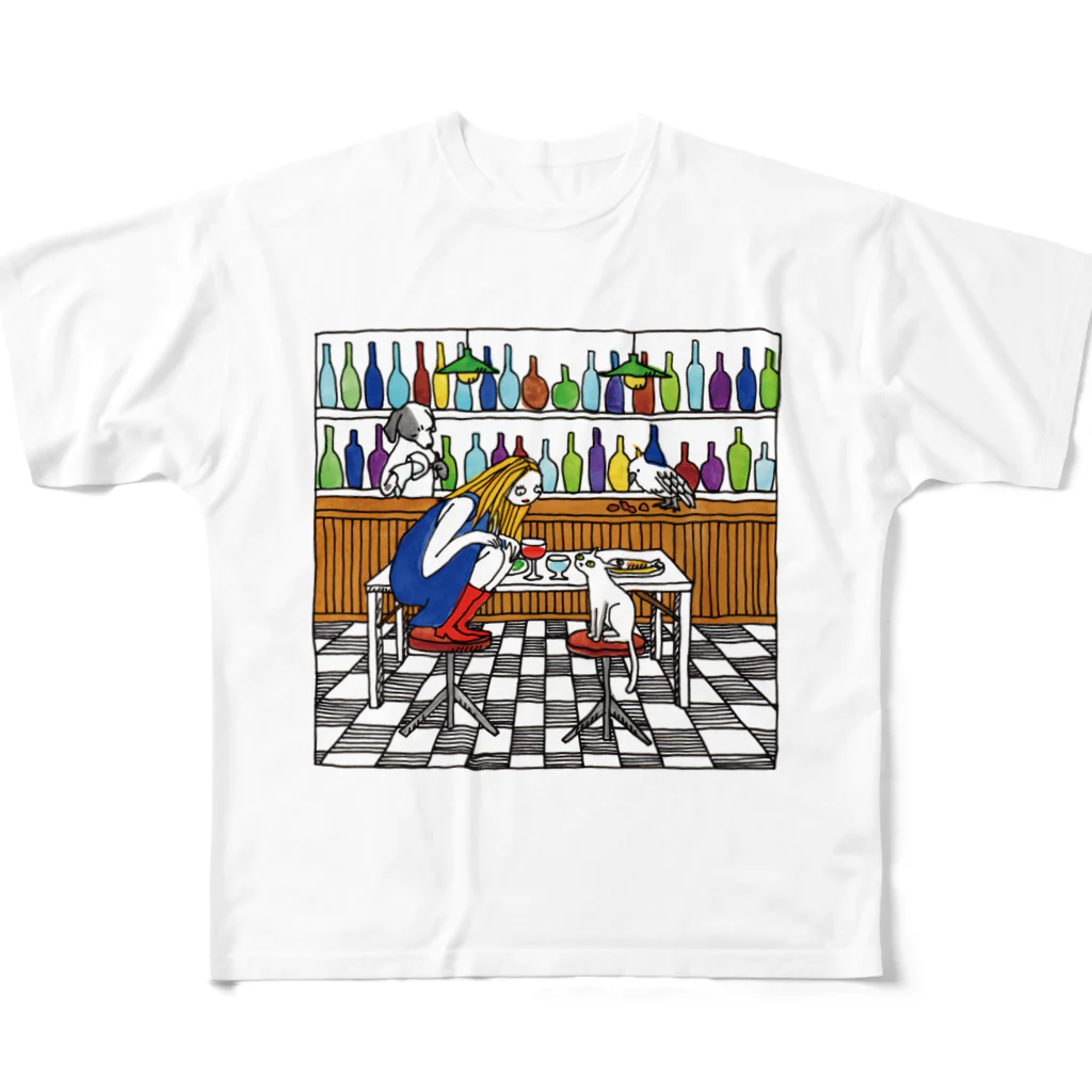 マイマイタケの猫と酒場とその仲間 All-Over Print T-Shirt