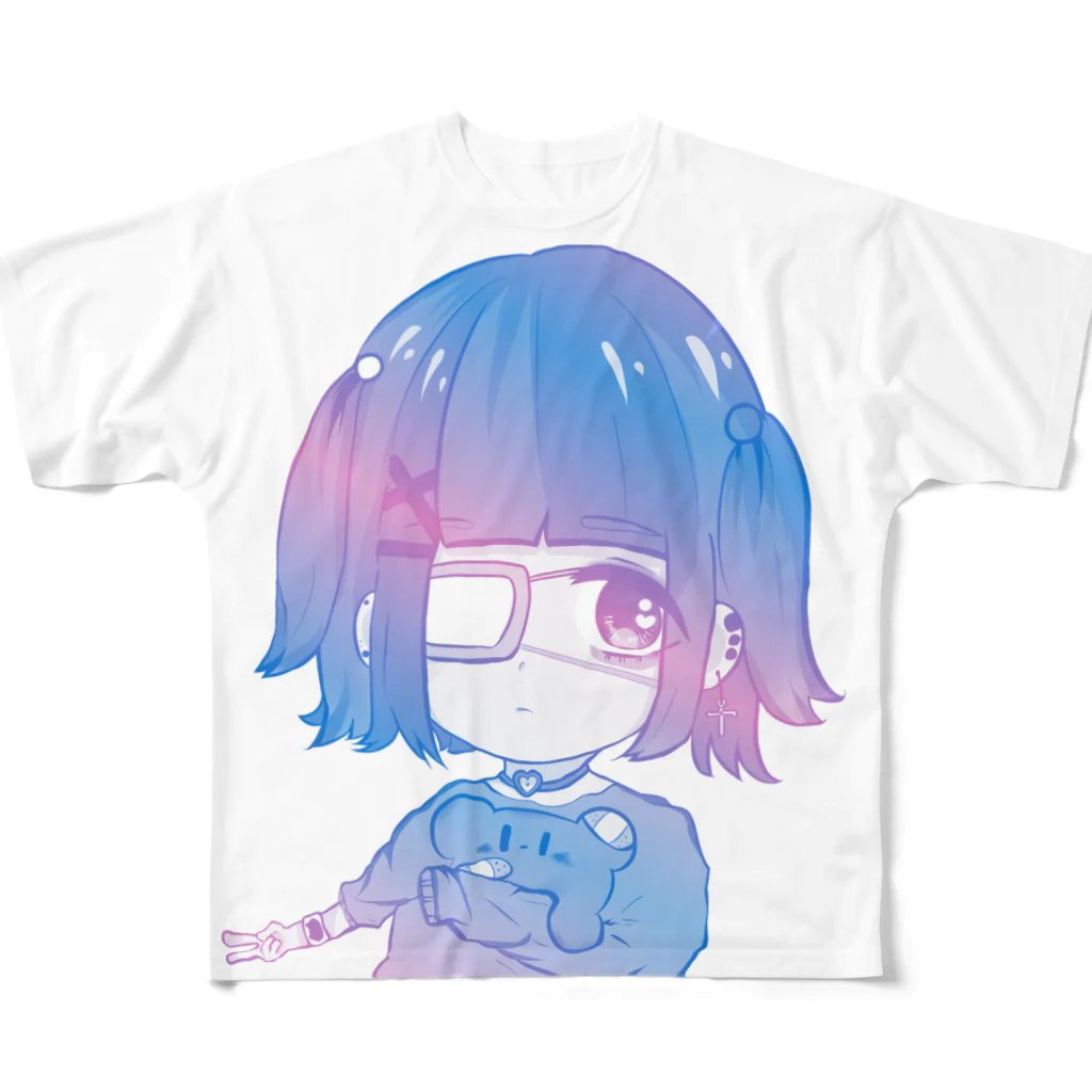 ムラサキPマンの地雷ちゃんTシャツ オーロラVer. フルグラフィックTシャツ