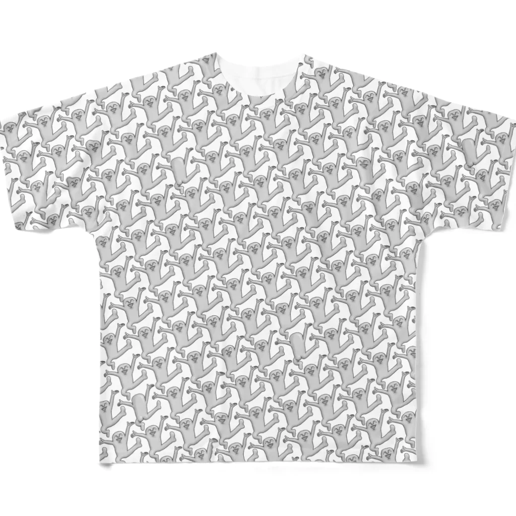 永井佳奈子のモノクロのおどり格子 フルグラフィックTシャツ