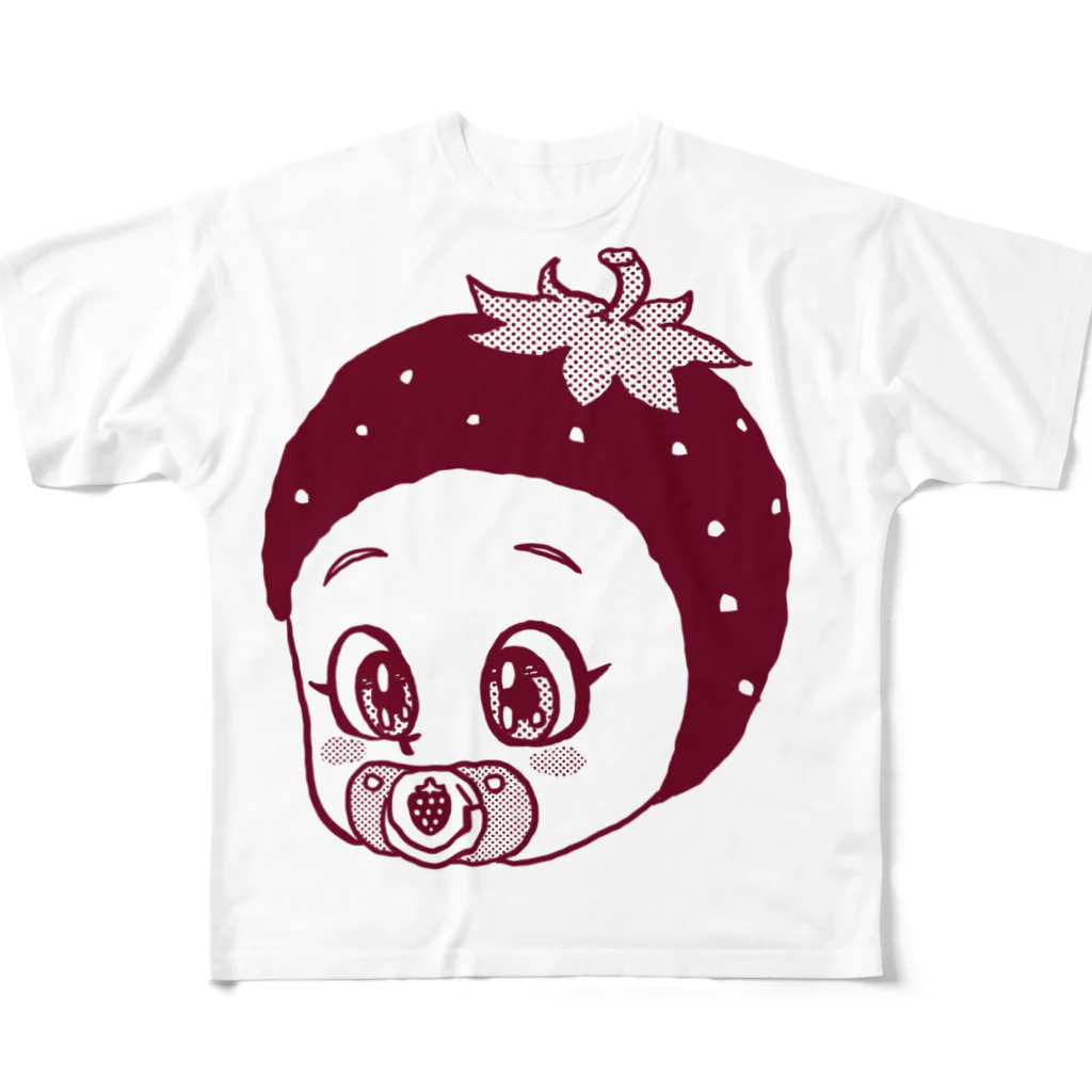 mainee's SHOPのイチゴちゃん フルグラフィックTシャツ