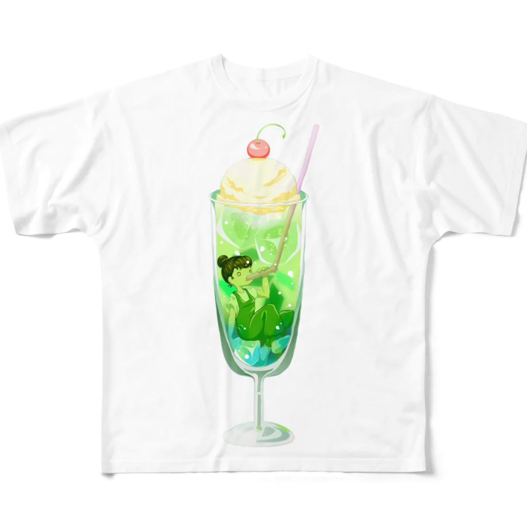 星蜘蛛の巣のぶくぶくメロンソーダ All-Over Print T-Shirt