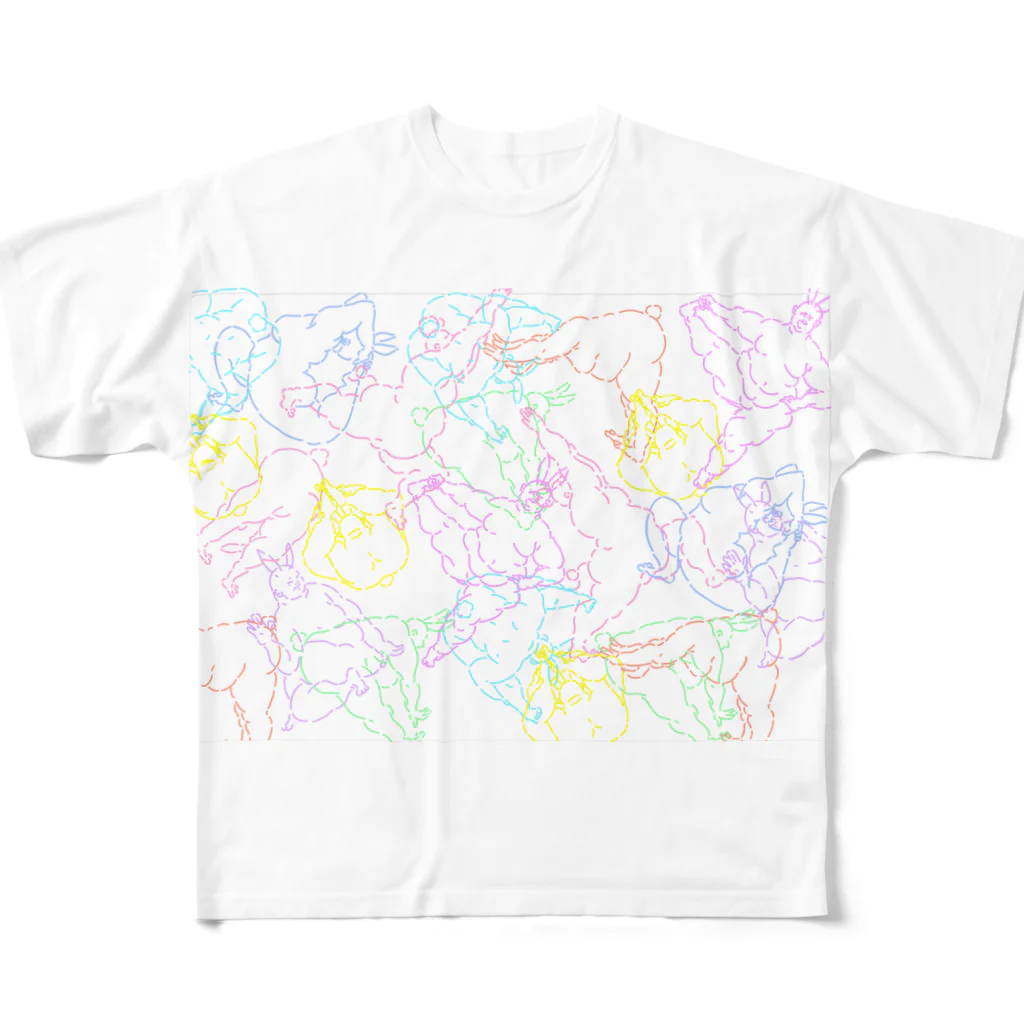 sacoccoのふくよが　fat yoga All-Over Print T-Shirt