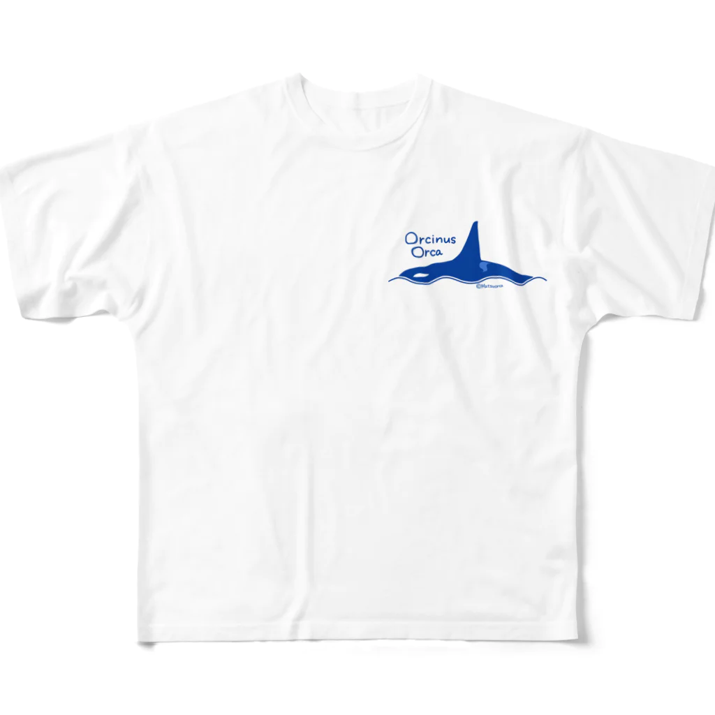 まつおるかグッズの海面のシャチ フルグラフィックTシャツ