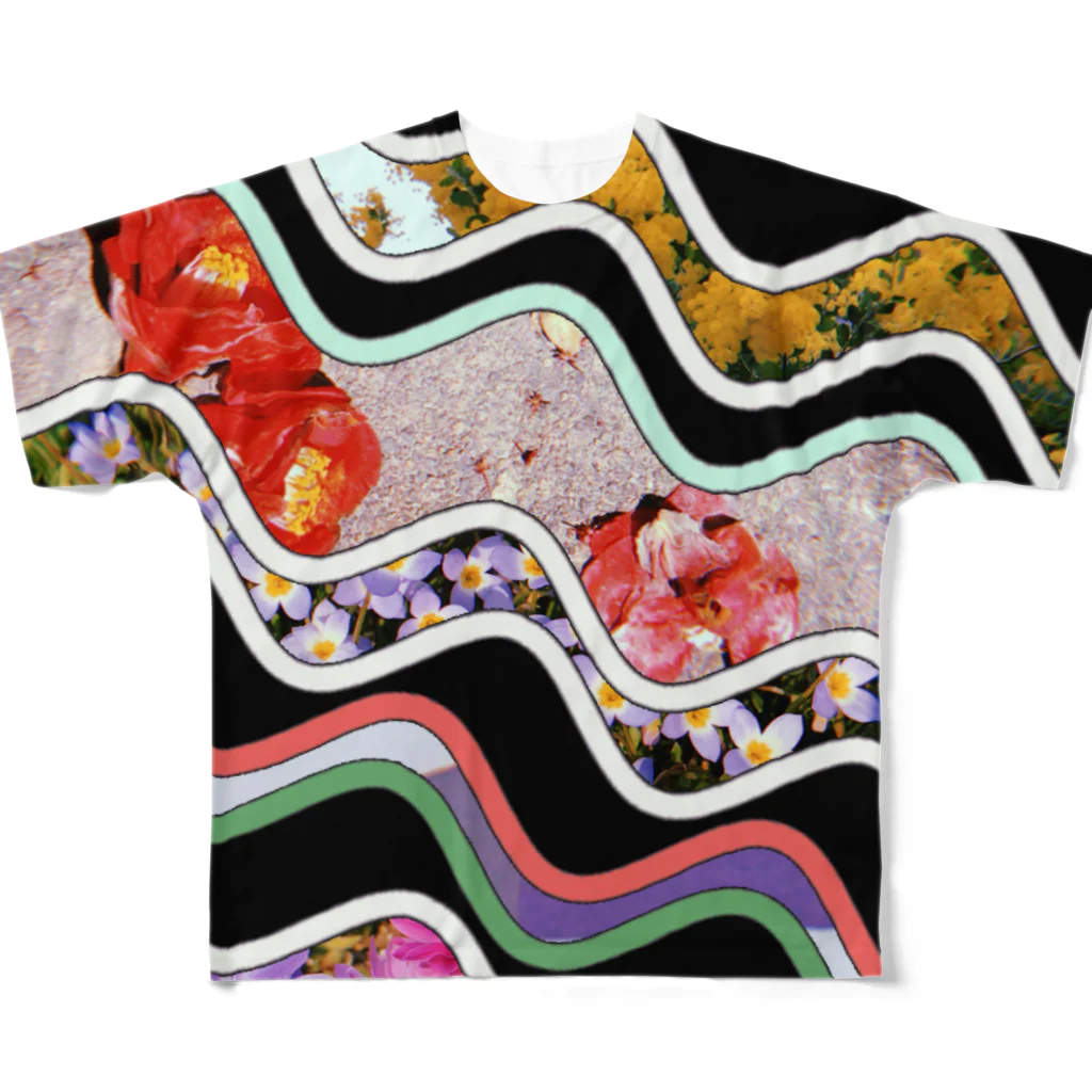 ﾄﾙｺﾞﾚのなみなみコラージュ　花 All-Over Print T-Shirt