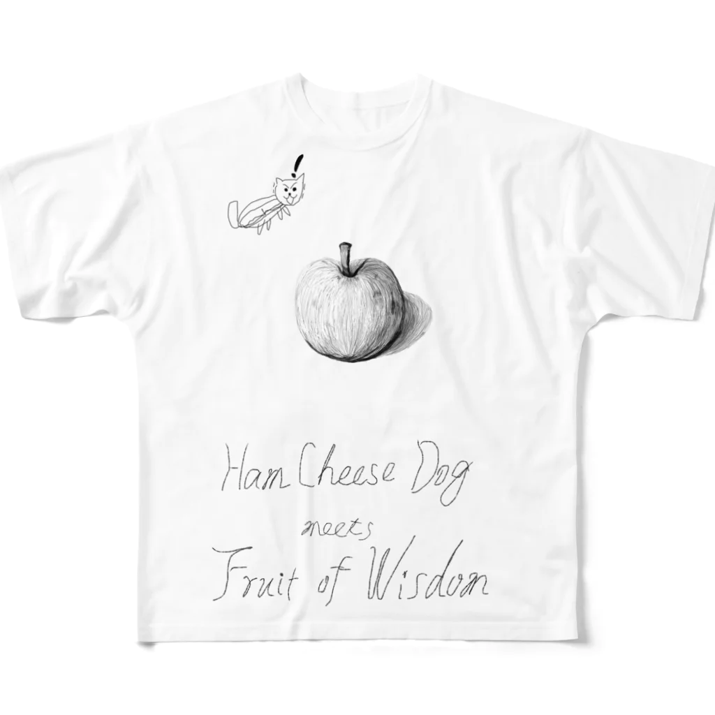 ハムチ犬のハムチ犬meets知恵の実 フルグラフィックTシャツ