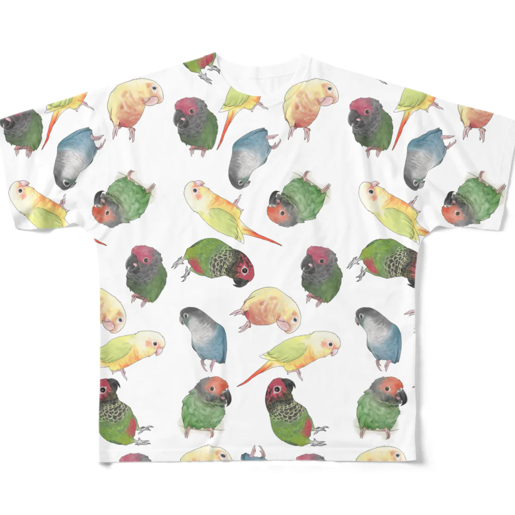 まめるりはことりのたっぷりウロコインコちゃん【まめるりはことり】 All-Over Print T-Shirt