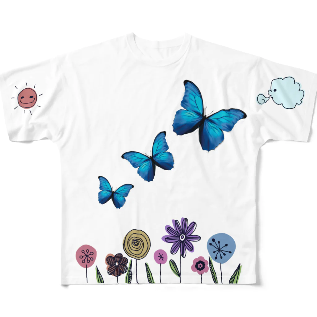 madの花と蝶 フルグラフィックTシャツ