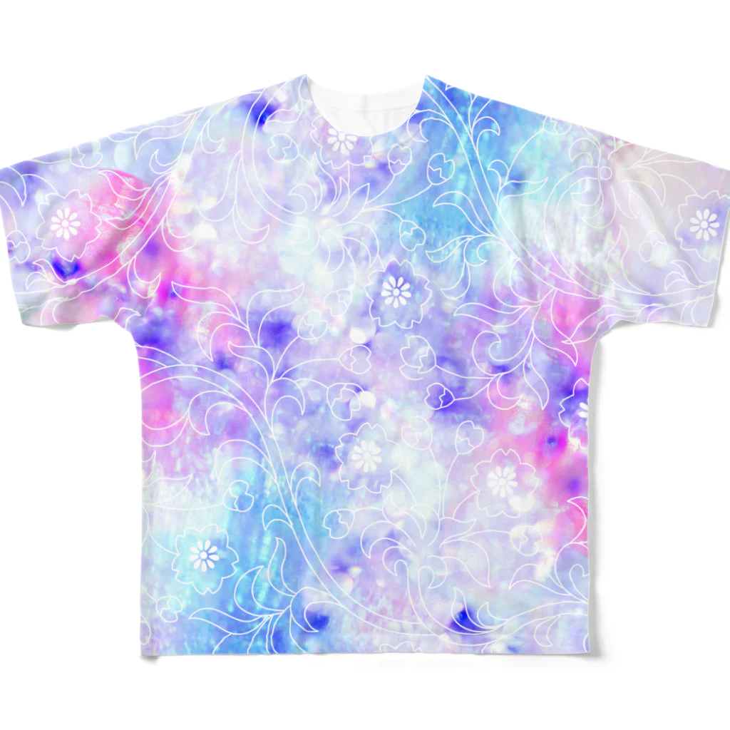 森林木太郎のキラキラ003(お花パープル) All-Over Print T-Shirt