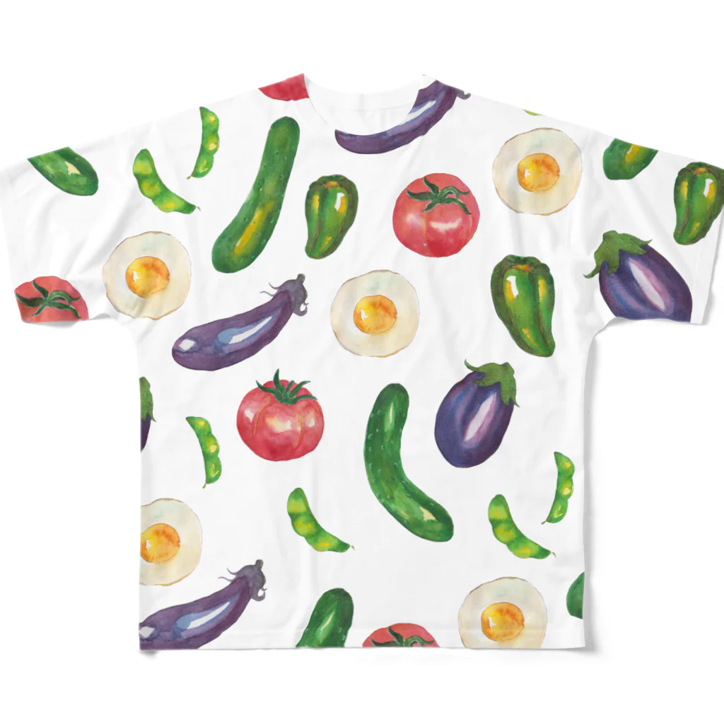 坂之下しまの力強いお野菜たち All-Over Print T-Shirt