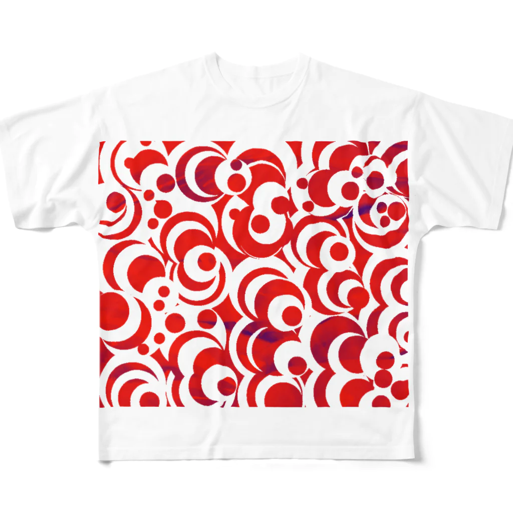 MUGURa-屋の無題・赤 フルグラフィックTシャツ