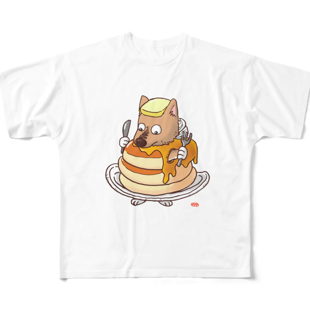 絵描きのやまちゃんのホットケーキとガク フルグラフィックTシャツ