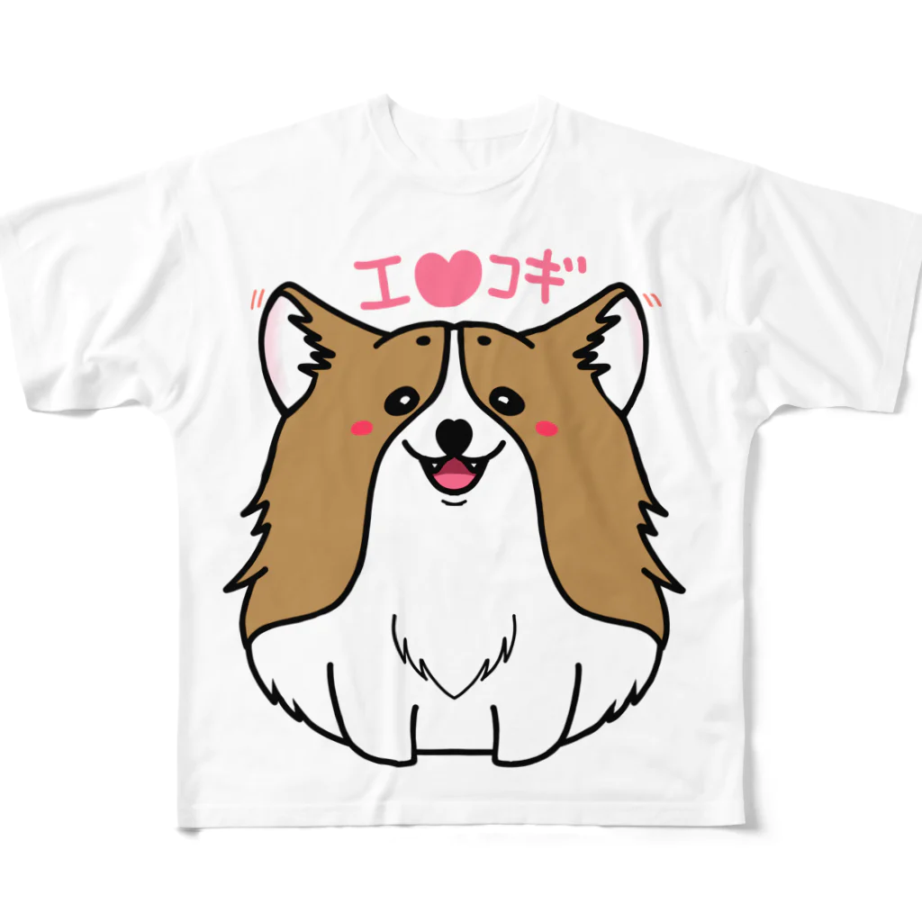 I❤CorgiのI❤コギ フルグラフィックTシャツ