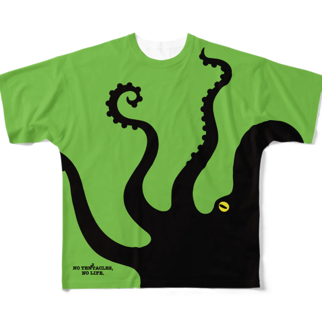 oba:obaのNO TENTACLE, NO LIFE. All-Over Print T-Shirt