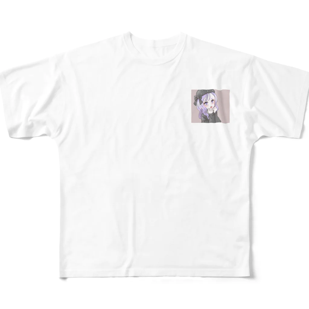 もかふしぎ🐰の量産型パープルヘアー All-Over Print T-Shirt