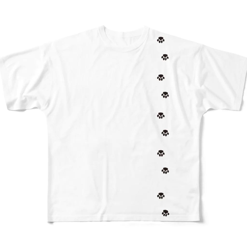 Baby Tigerの猫のあしあと(タテ下向き) All-Over Print T-Shirt