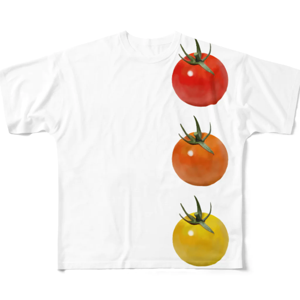 かえるのてぶくろのミニトマト3兄弟 All-Over Print T-Shirt