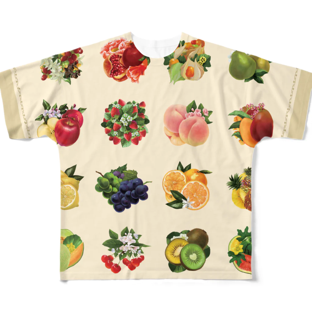 カワウソとフルーツの【forseasons】フルーツ盛り合わせ All-Over Print T-Shirt