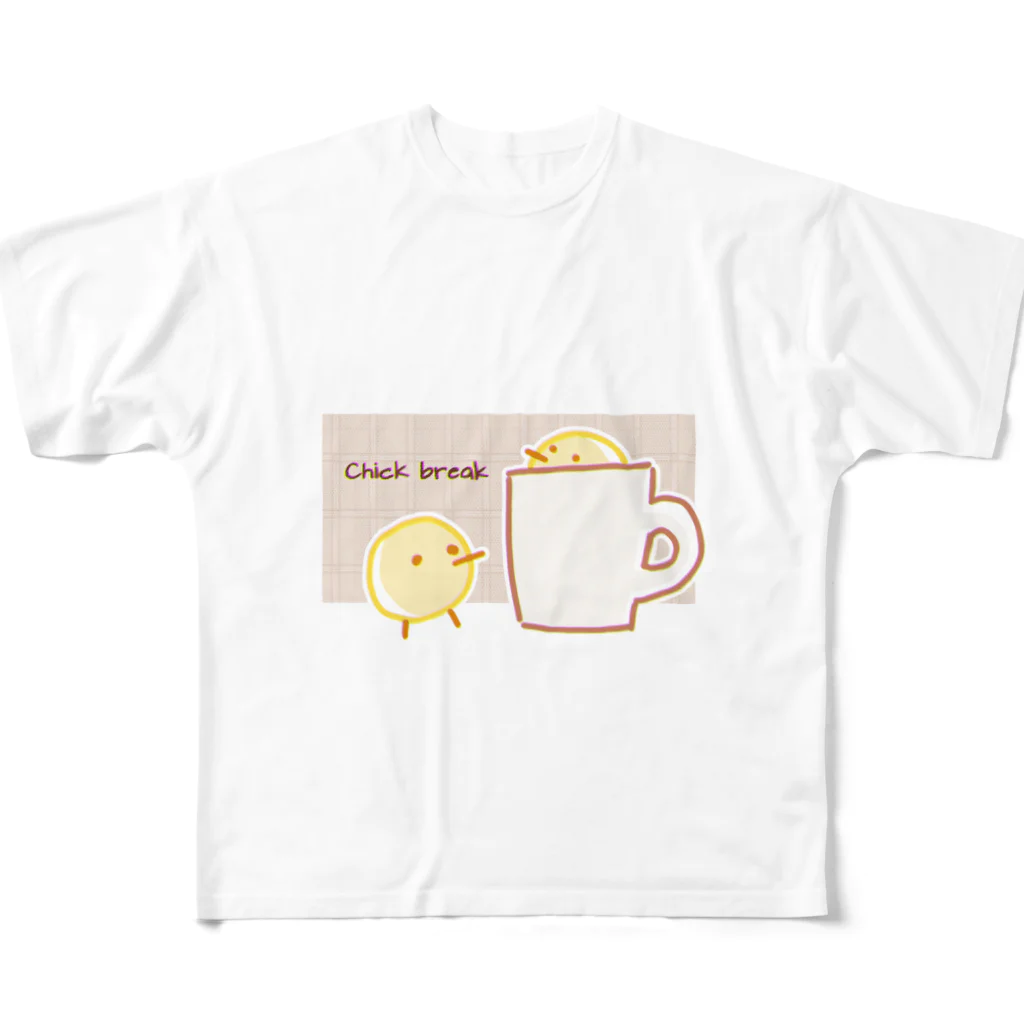 日向のレジャーシート。のChick break フルグラフィックTシャツ