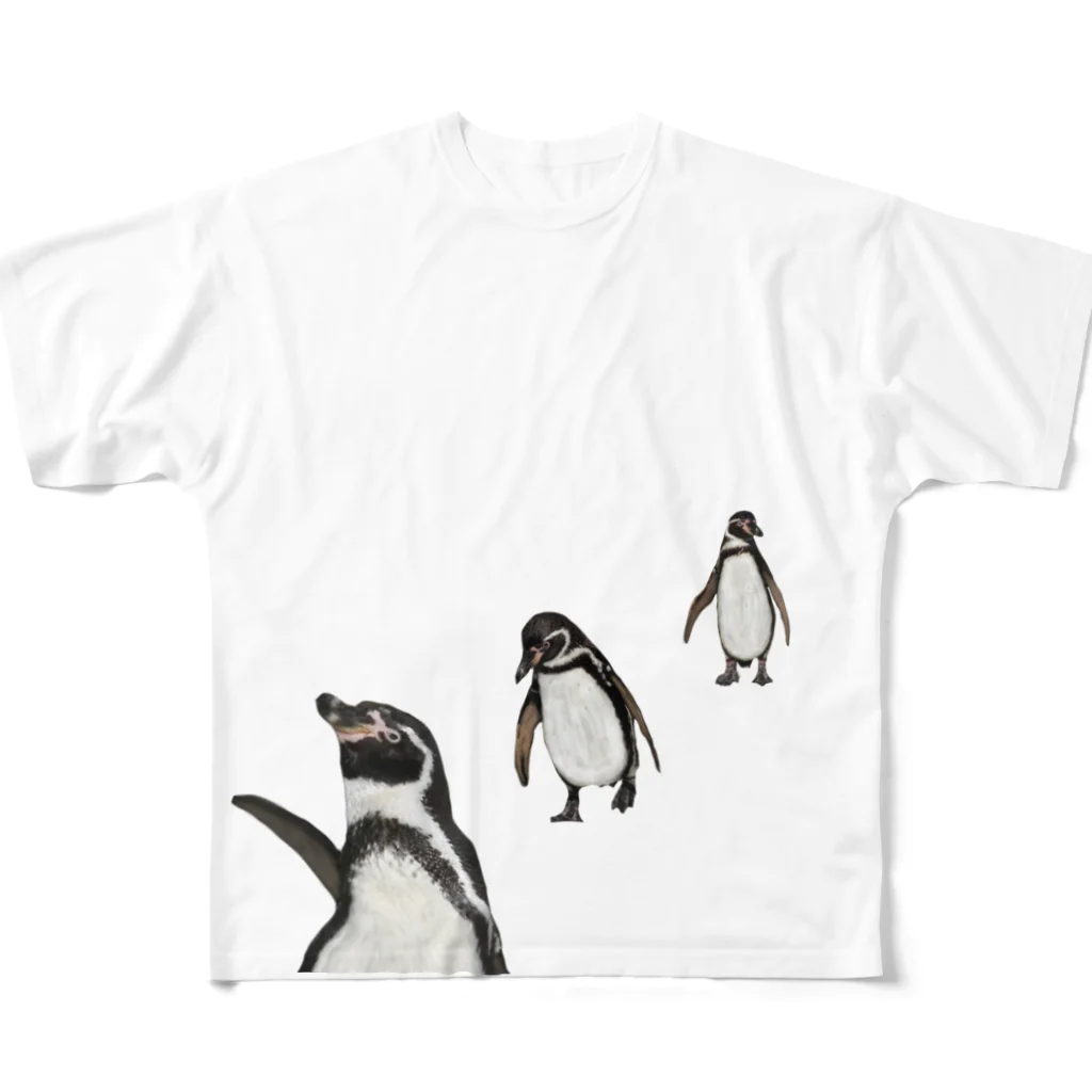 いきもの大好き！ほほえみフレンズのよちよち歩くペンギン All-Over Print T-Shirt