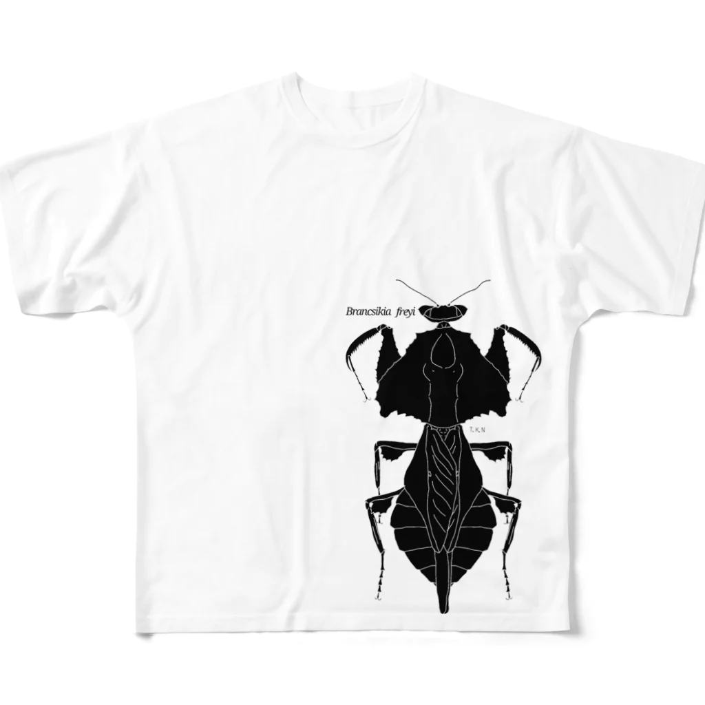 T.K.Nのカマキリ(Brancsikia freyi)のプリントTシャツ フルグラフィックTシャツ