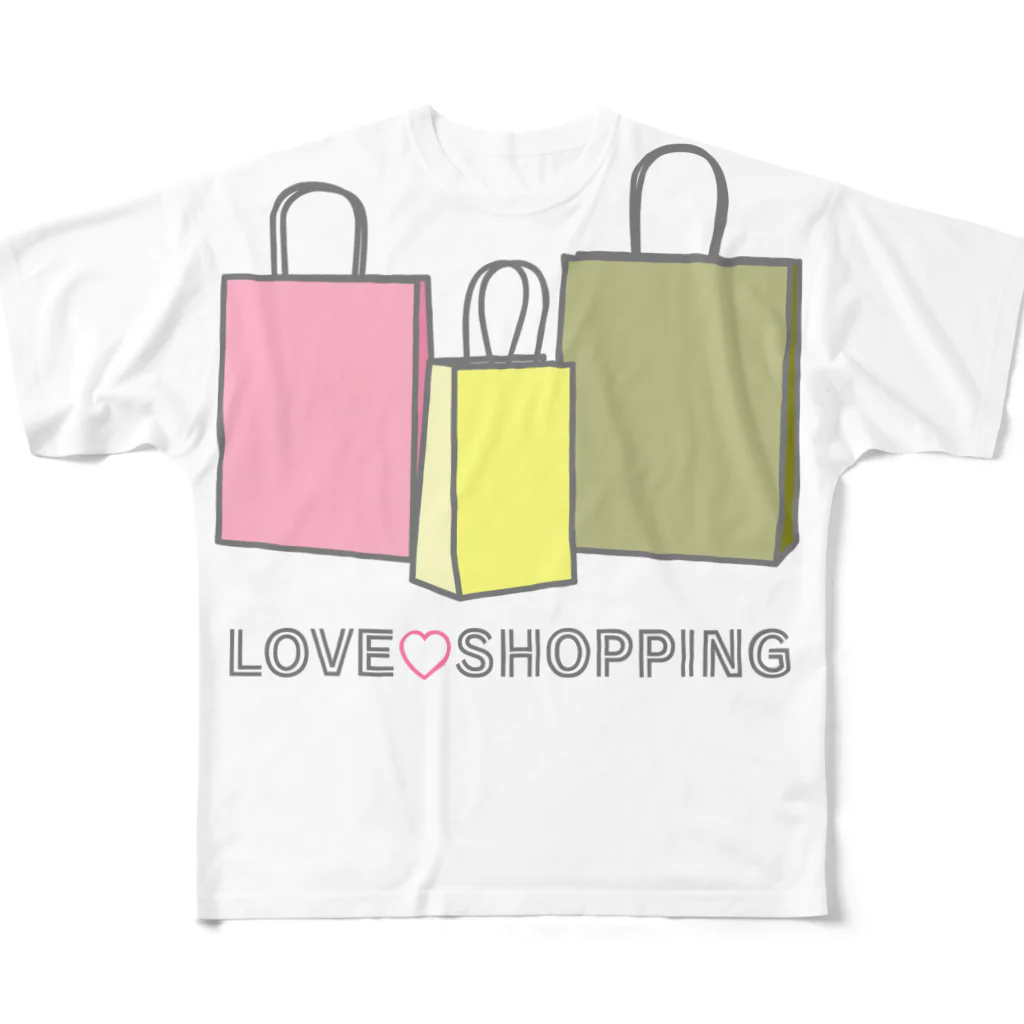 ヨープキャンが気になったの紙袋 LOVE SHOPPING All-Over Print T-Shirt