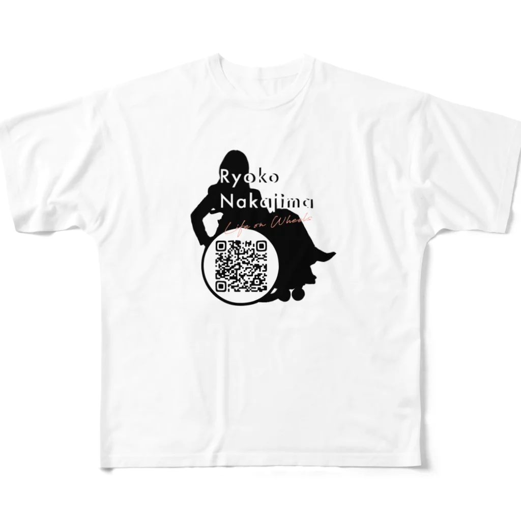 中嶋涼子の車椅子ですがなにか？！のLogo w/ QR code All-Over Print T-Shirt