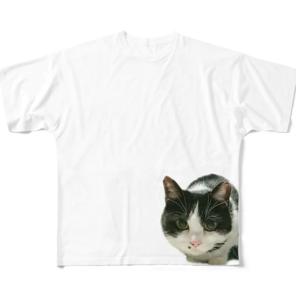 胸毛ハート猫の丸目のさしみ All-Over Print T-Shirt