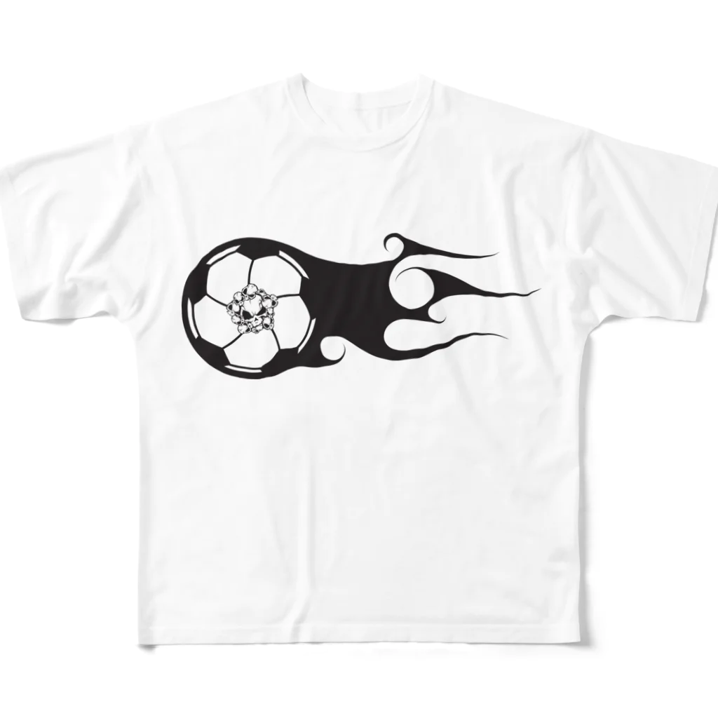 stoneheartsのサッカーボールスカル All-Over Print T-Shirt