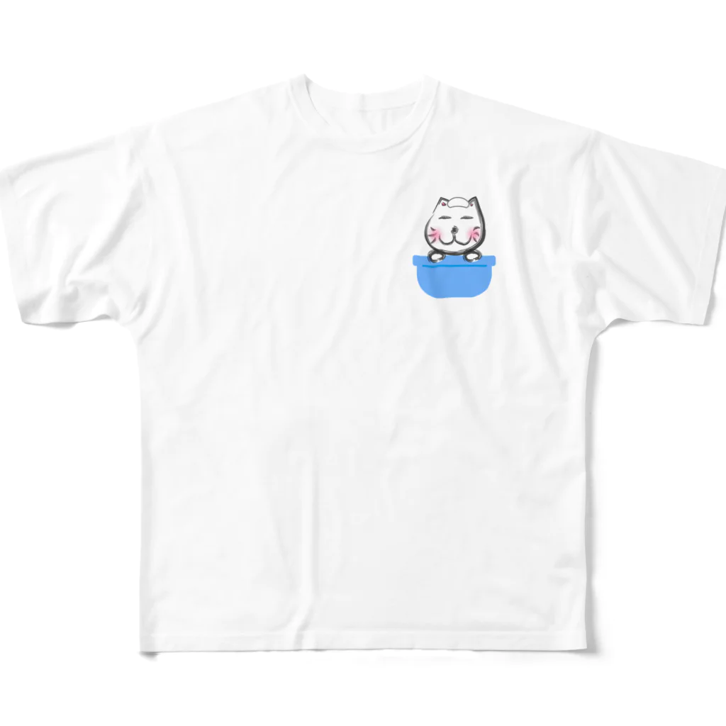 gatusのネコ太郎もお風呂で丸くなる All-Over Print T-Shirt