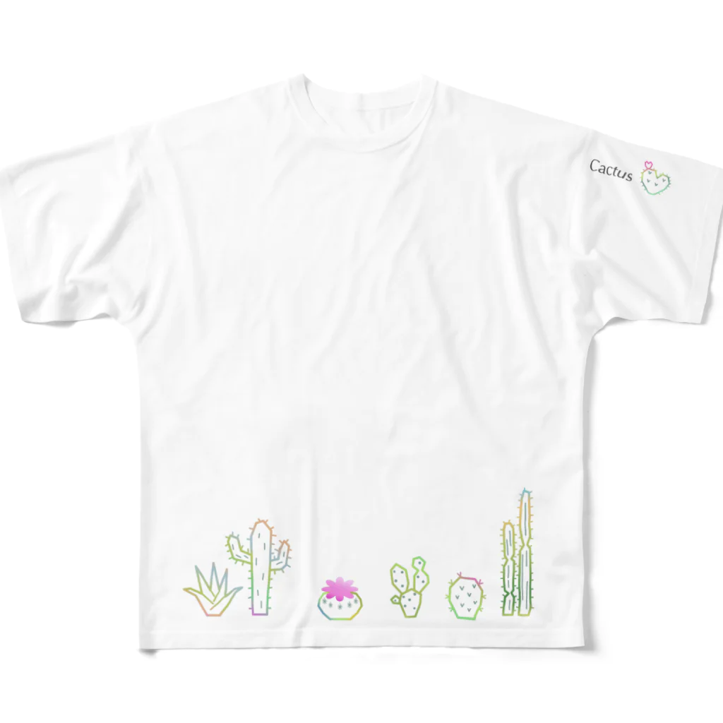 Zakk_akaのサボテンの花はカラフル！ フルグラフィックTシャツ