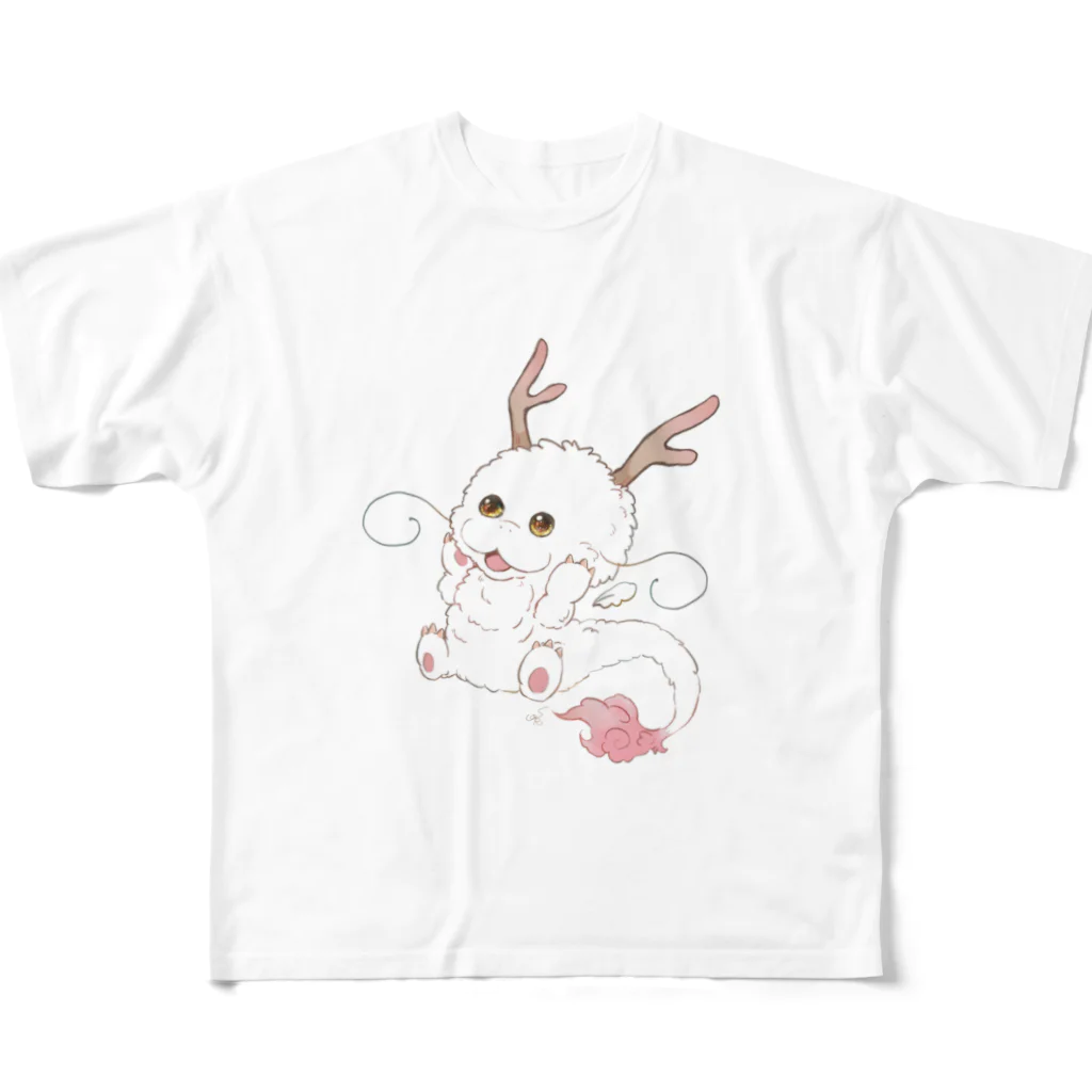 ふわふか商店の幸運を運ぶ♡白龍ちゃん All-Over Print T-Shirt