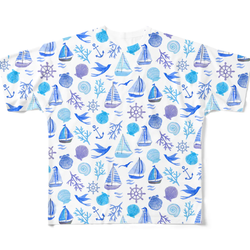 Julia_Madokaの夏の海（ブルーバージョン） All-Over Print T-Shirt