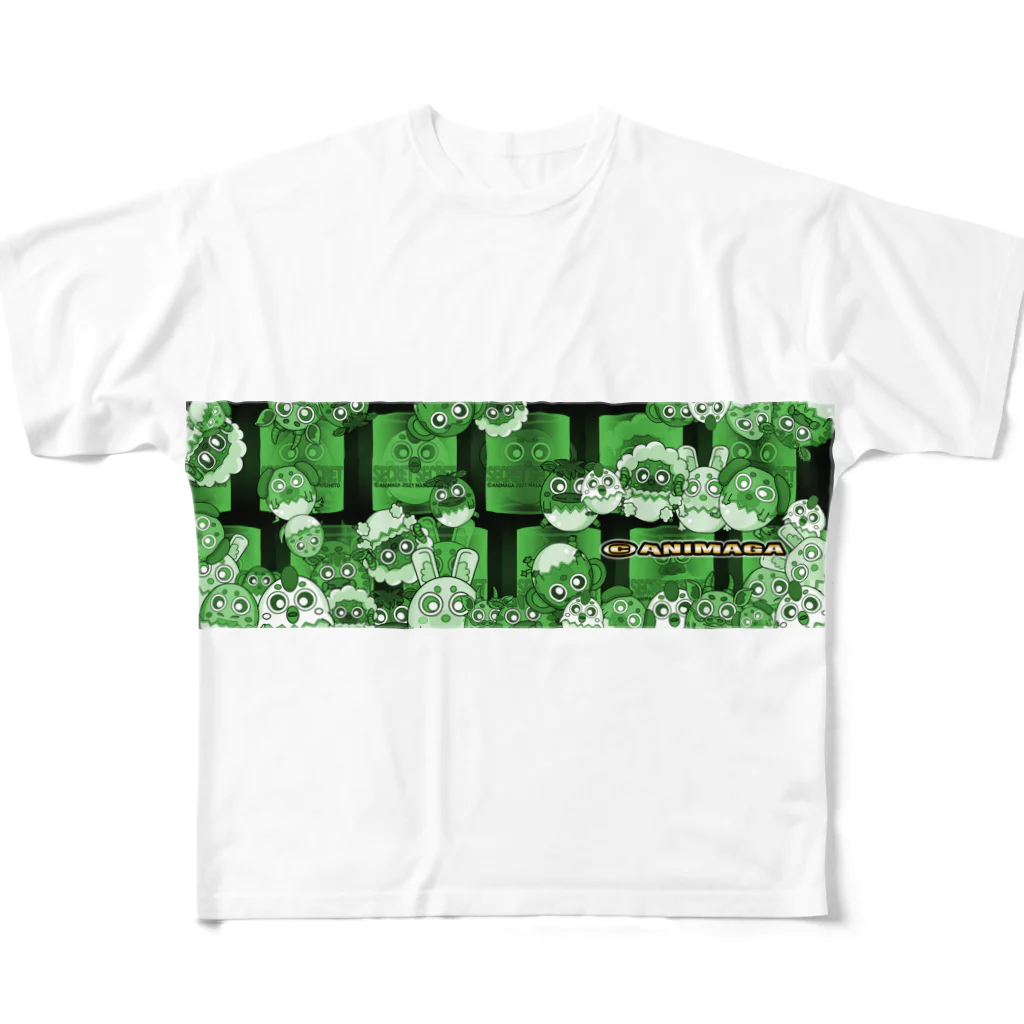 ANIMAGA_キャラショップの ANIMAGA （グリーン配置） All-Over Print T-Shirt