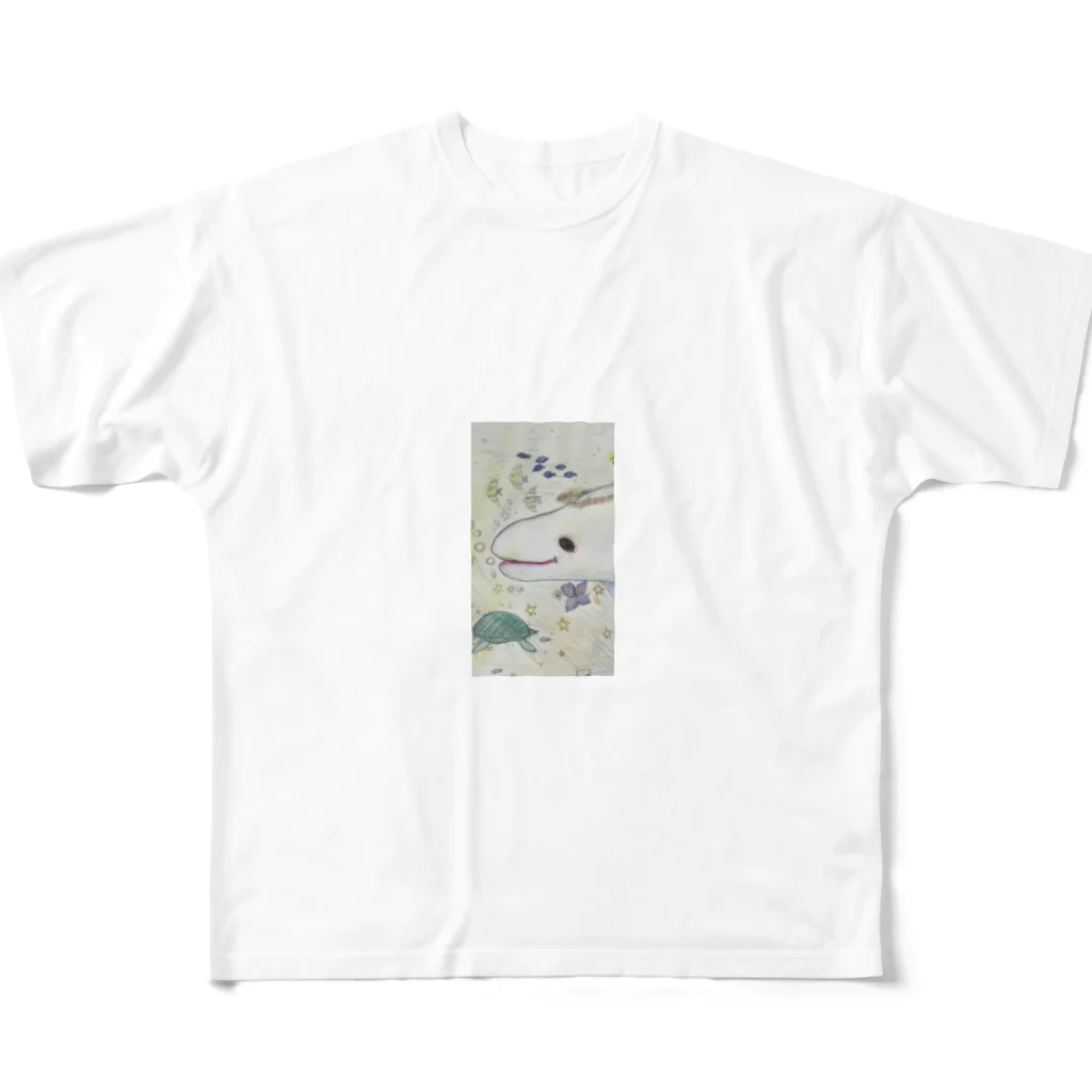 涼の居場所の白いるかの深海世界 フルグラフィックTシャツ