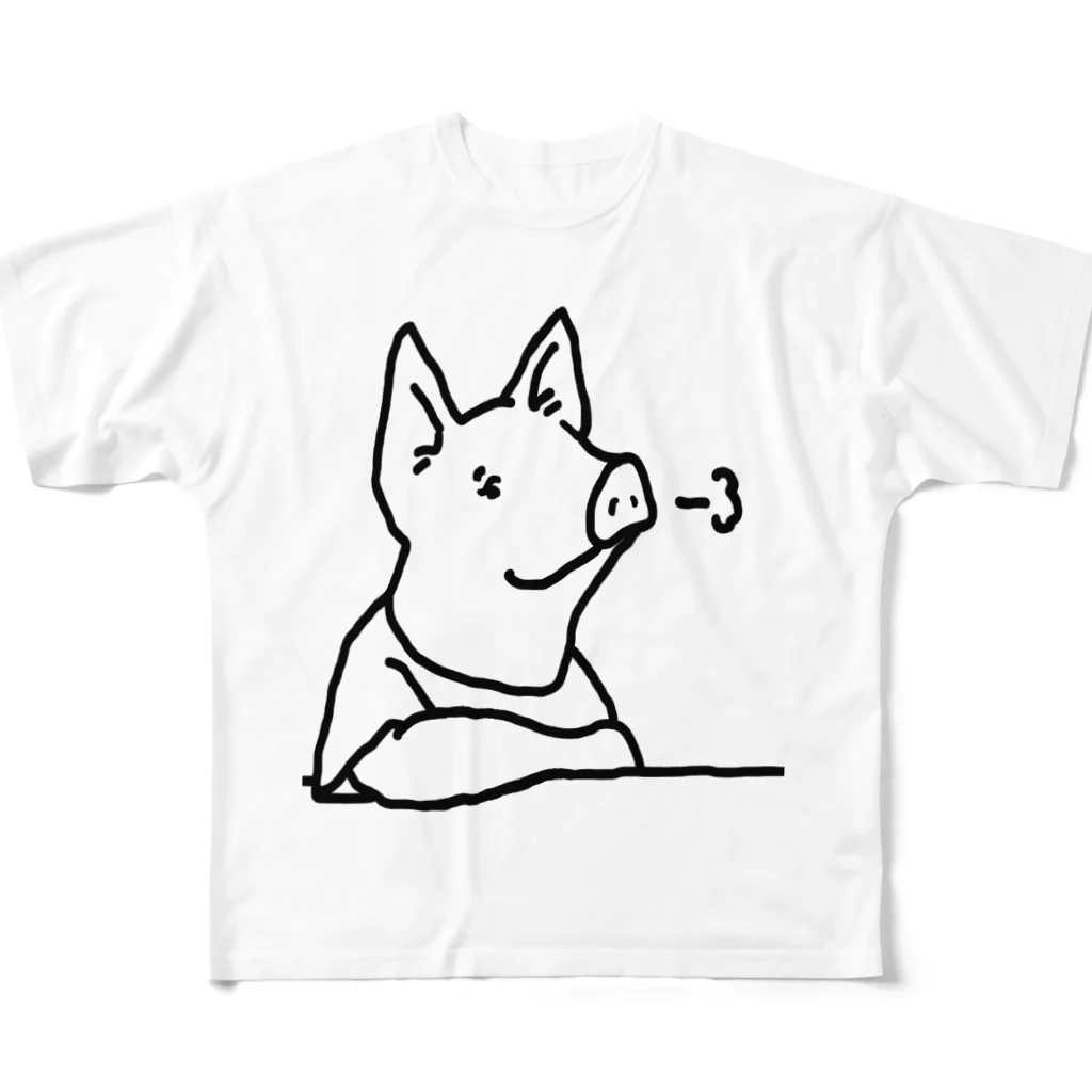 komgikogikoのため息ぶた(シンプル) フルグラフィックTシャツ