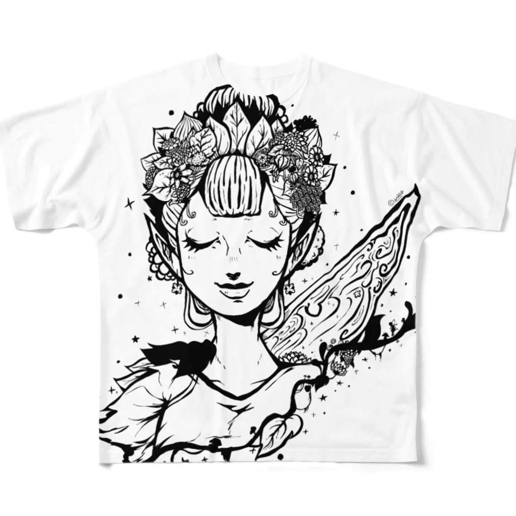 いぶきのカワイイモノの花の妖精 フルグラフィックTシャツ