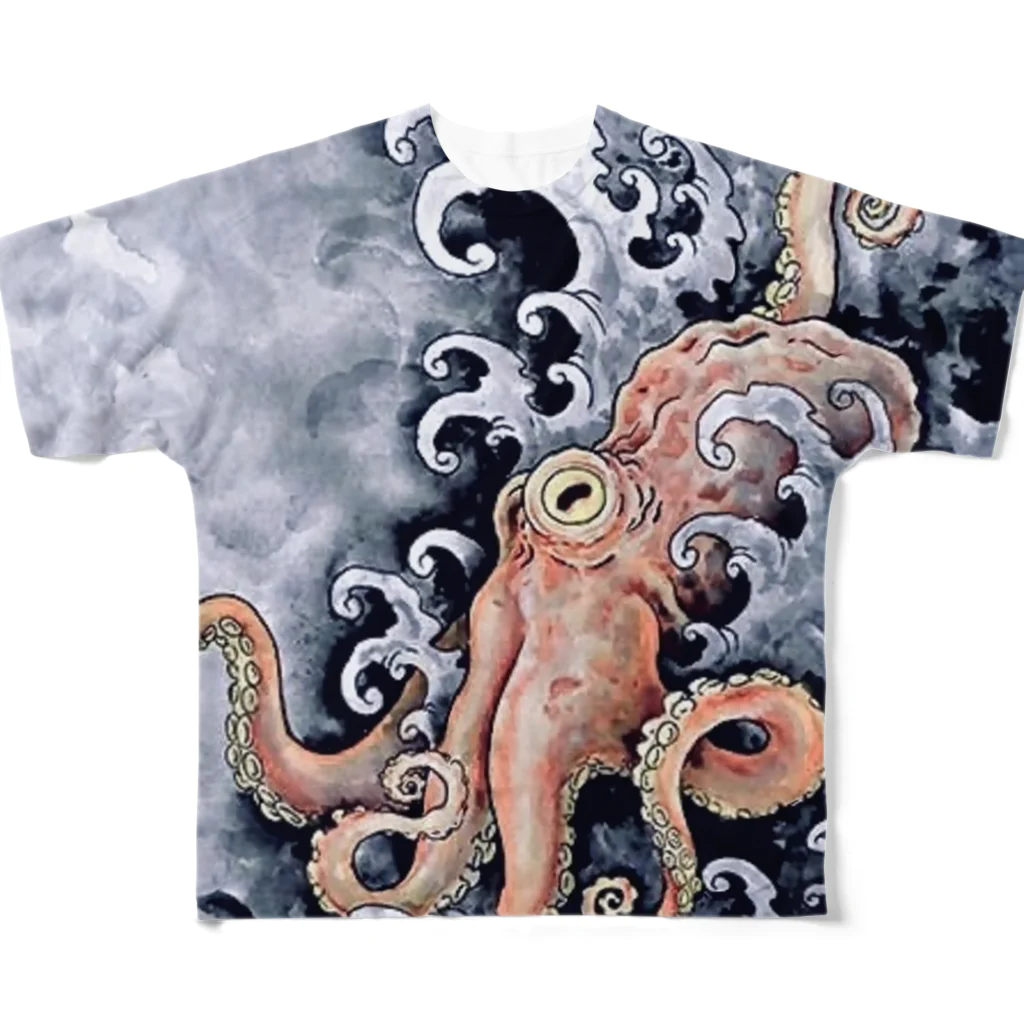 アトリエ かば蛸🐙の和彫蛸 All-Over Print T-Shirt