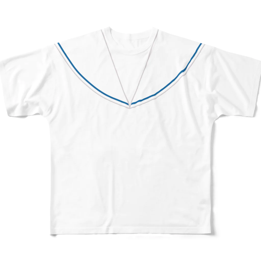 杜の魚のセーラー風（白に青ライン） All-Over Print T-Shirt