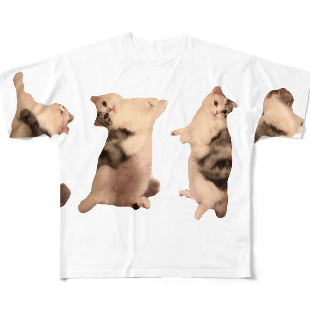 子猫のフッキャム公式ショップの子猫マンチカンTシャツ フルグラフィックTシャツ