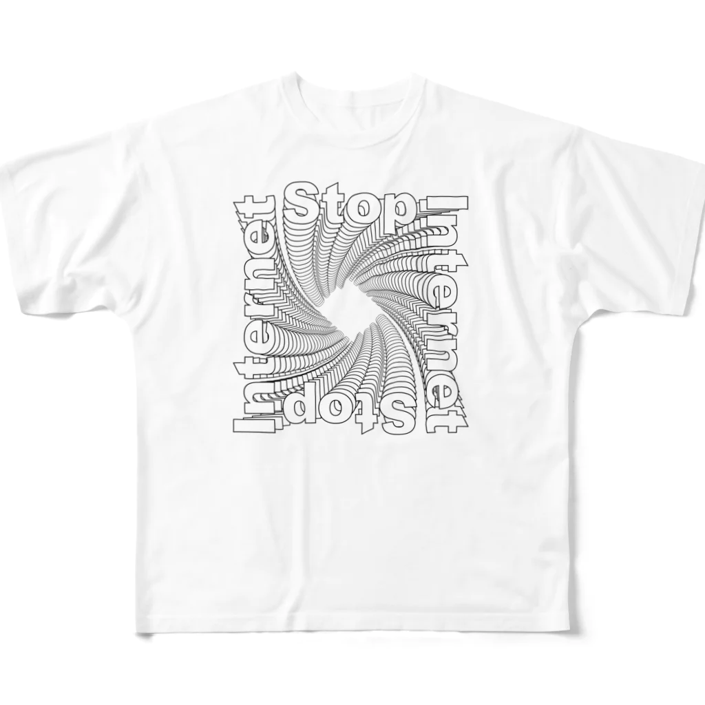 Neubooks スズリ店のSTOP INTERNET 混沌 All-Over Print T-Shirt