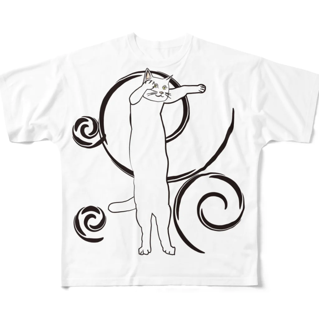soufactの和風のび猫 フルグラフィックTシャツ