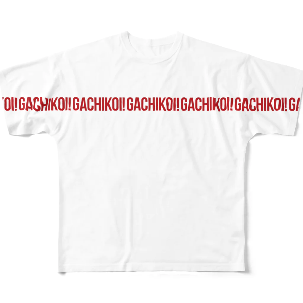 GK! WEB SHOPのGACHKOI! Tシャツ（赤） All-Over Print T-Shirt