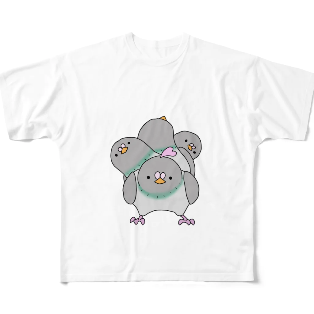 まーみー(ラインキャラクター)のはとのぽぽーが踊る フルグラフィックTシャツ