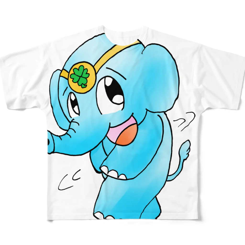 RAJACAFEのLucky Elephant   フルグラフィックTシャツ